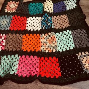 Colorful Crochet Granny Square Blanket